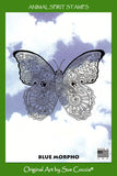 Blue Morpho Butterfly Rubber Stamp