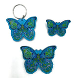 Blue Morpho Butterfly Magnets, Keychains and Pins