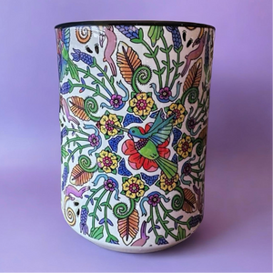 Hummingbird Lavender Mandala 15 oz Mug