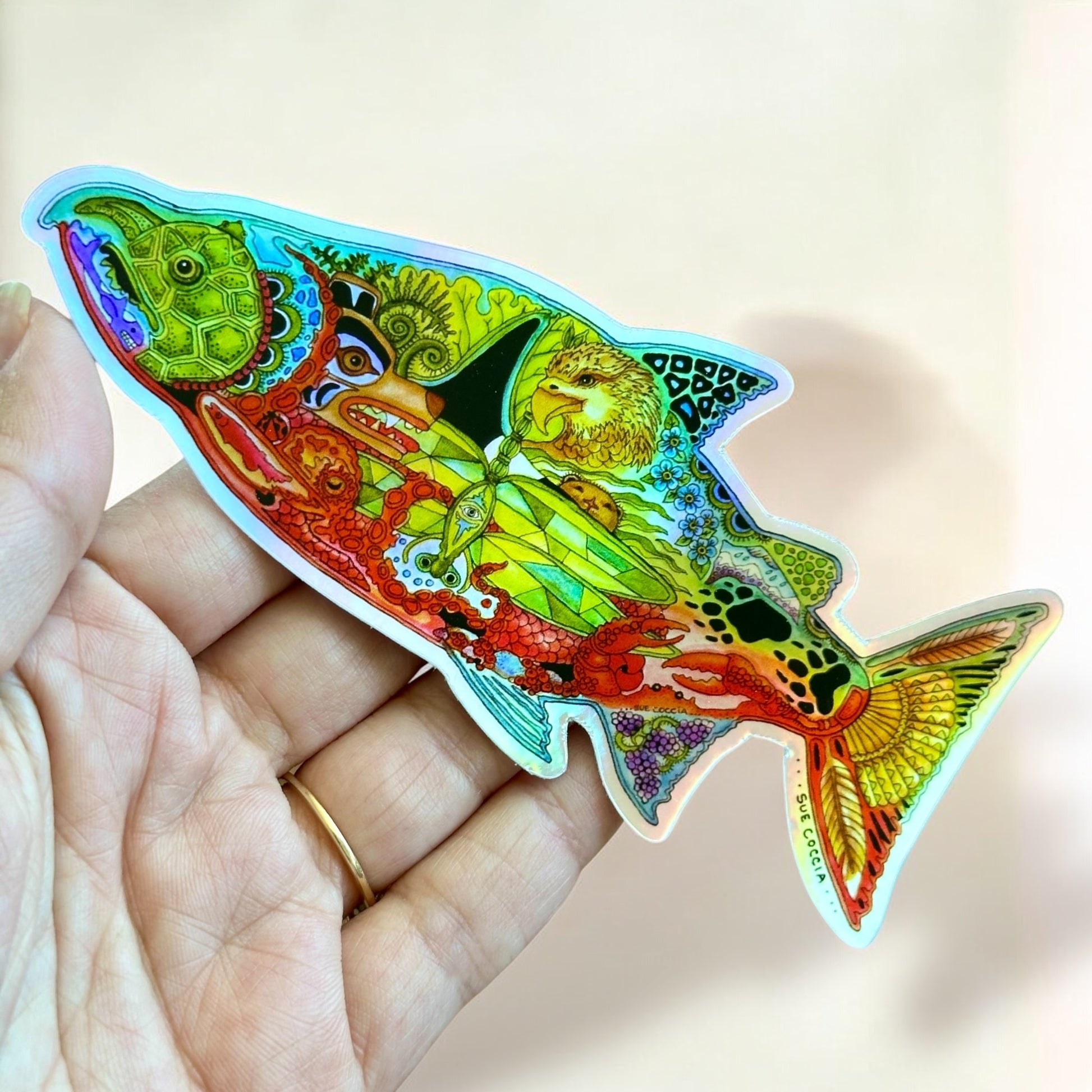 Chinook Salmon Holographic Sticker