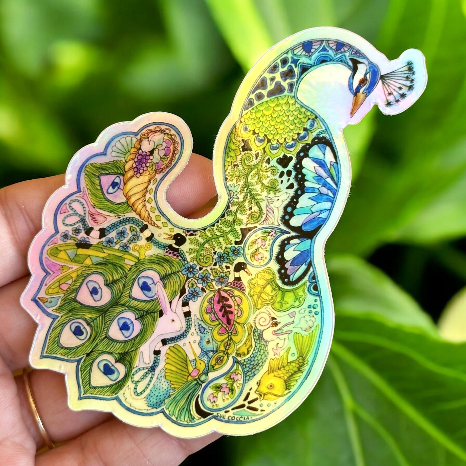 Peacock Holographic Sticker
