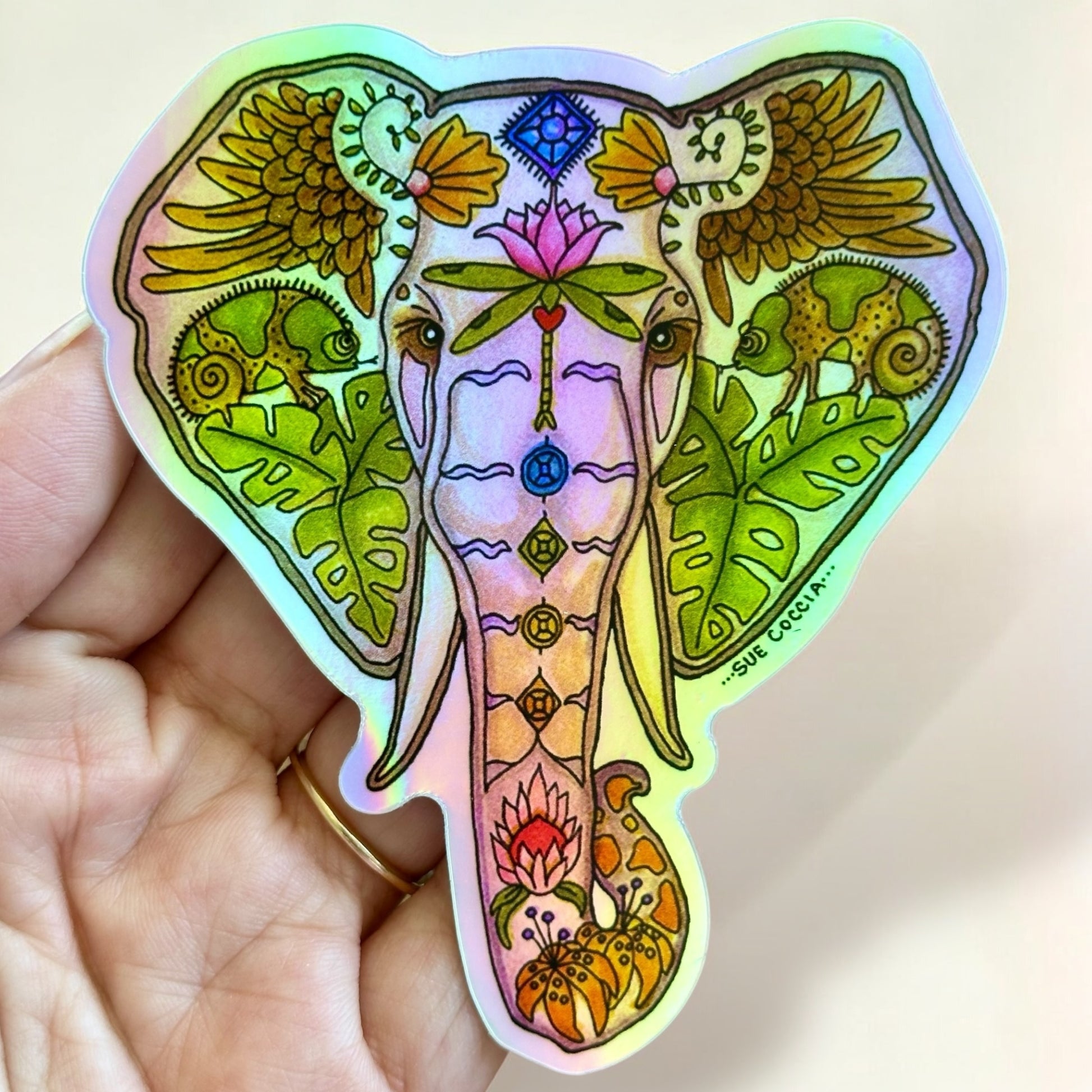 Elephant Mabula Head Holographic Sticker