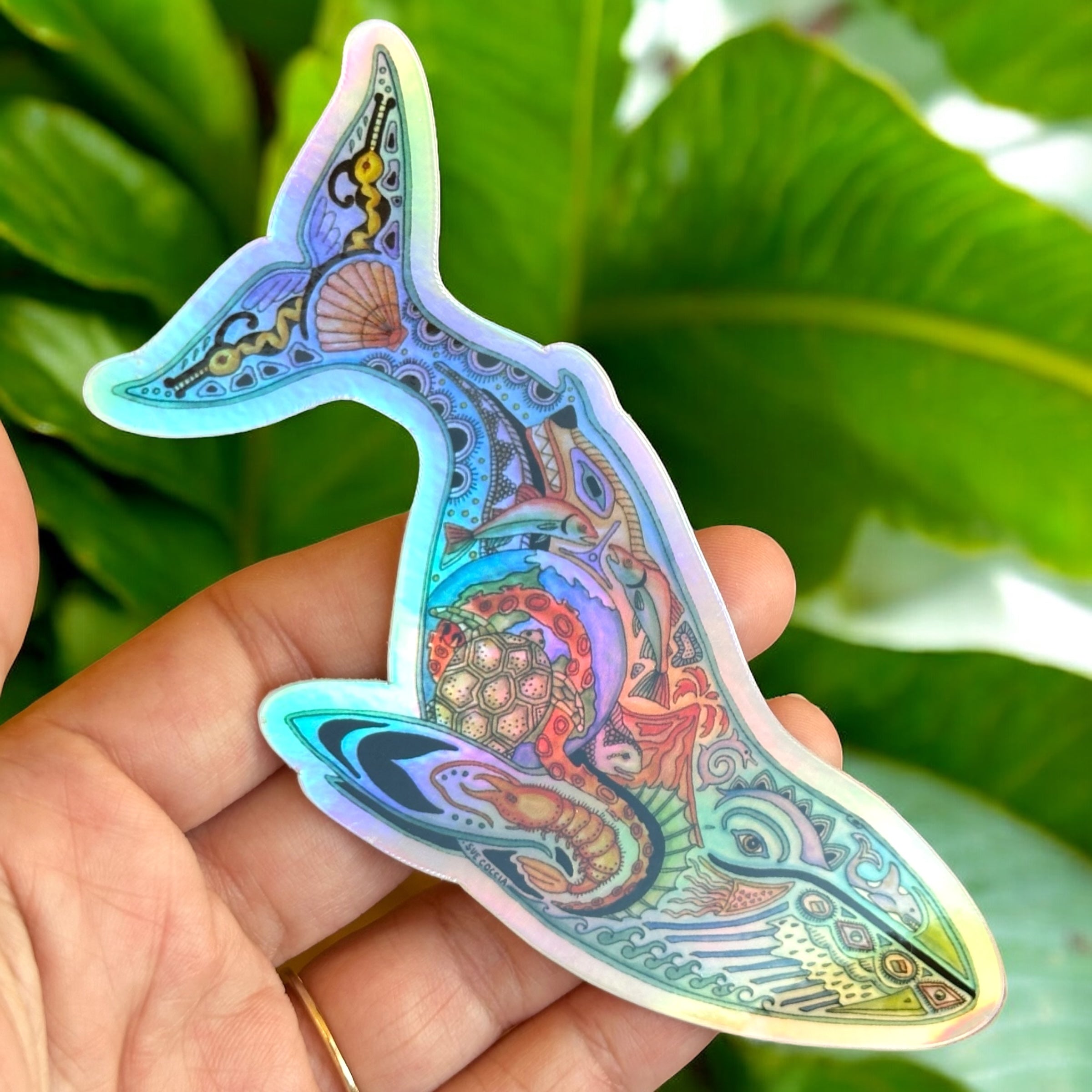 Blue Whale Holographic Sticker