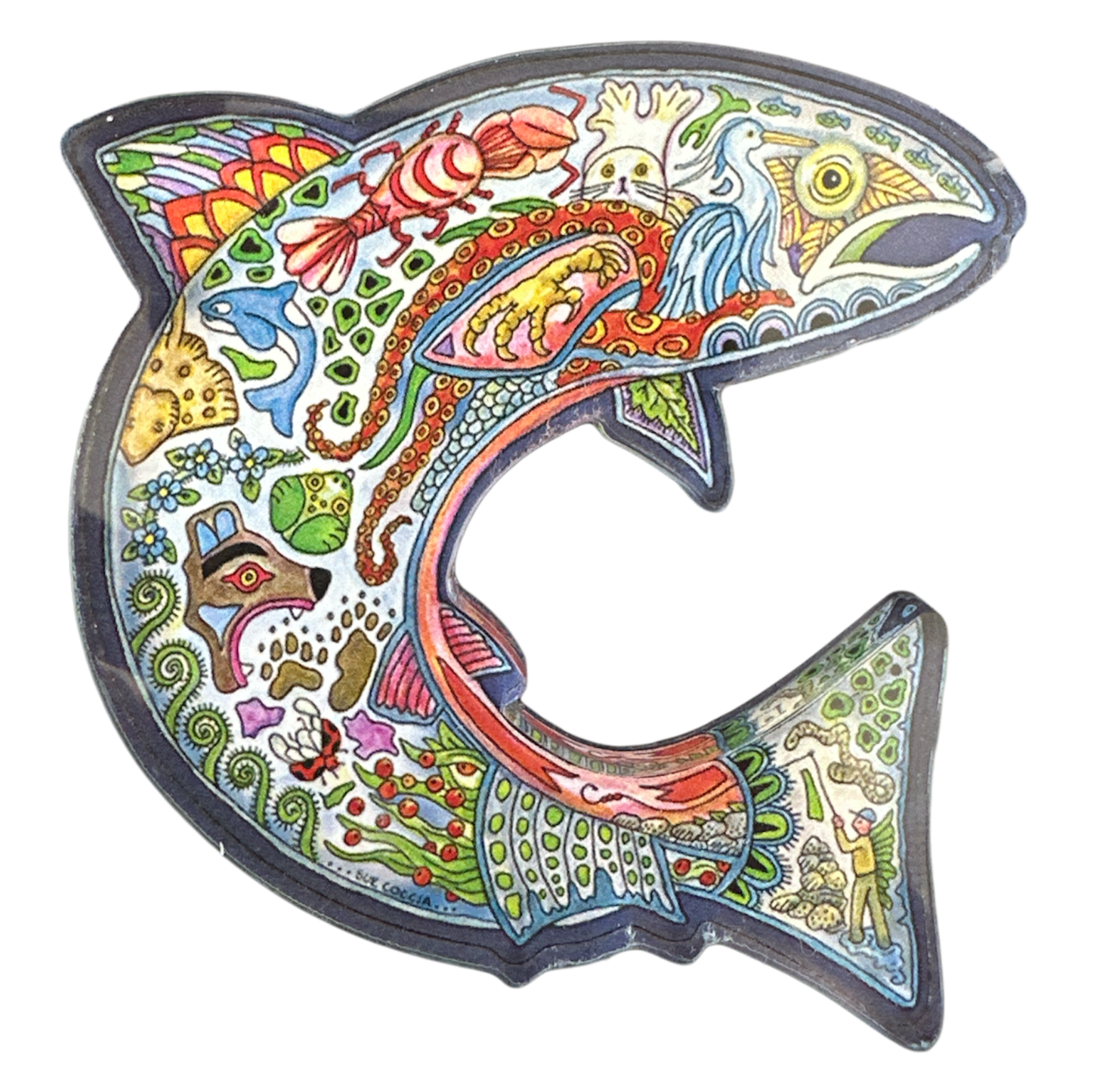 Coho Salmon Magnets, Keychains and Pins