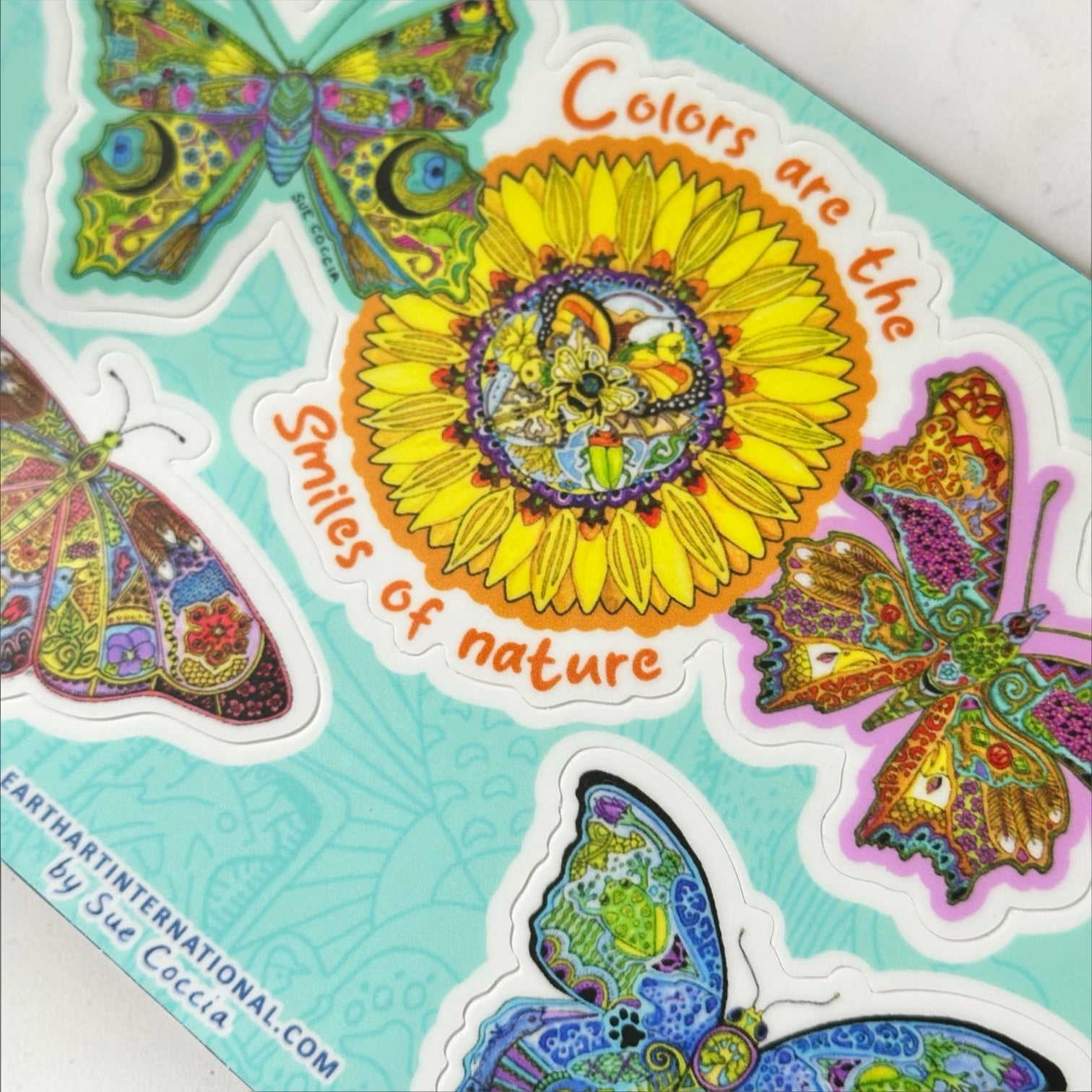 Garden Butterflies Vinyl Sticker Sheet - 3 Waterproof Stickers