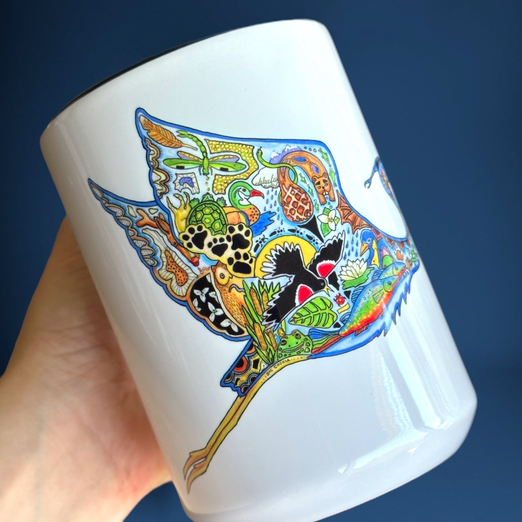 Flying Blue Heron 15 oz Mug