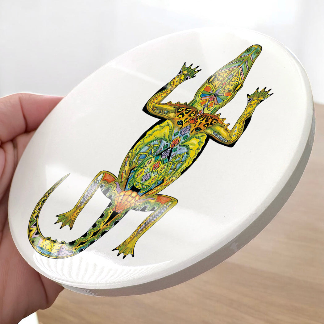 Alligator Glazed Ceramic Coaster
