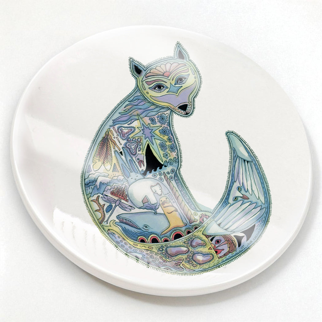 Arctic Fox Glazed Ceramic Coaster