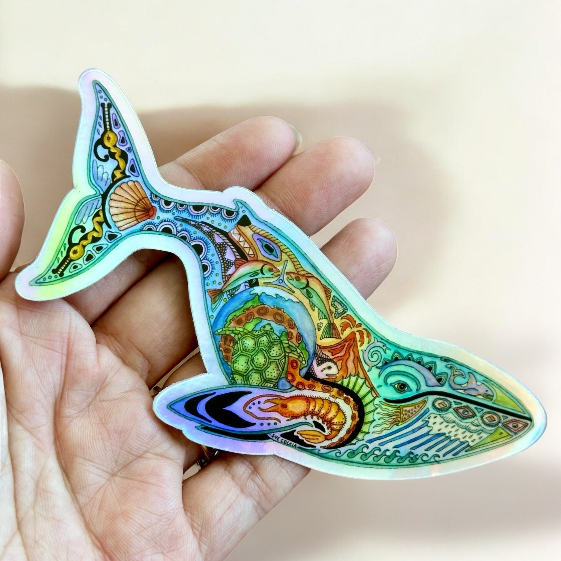 Blue Whale Holographic Sticker