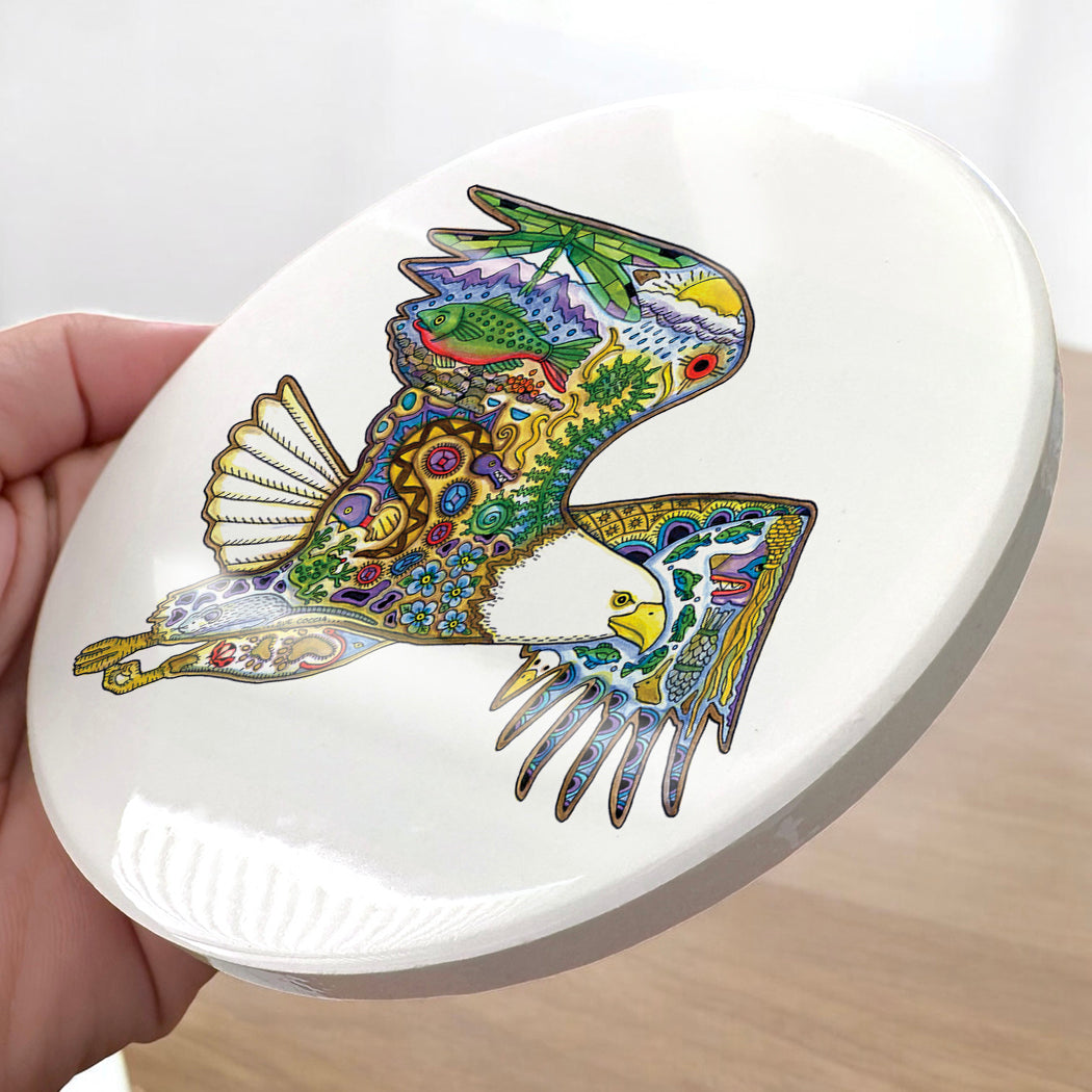 Bald Eagle Glazed Ceramic Coaster