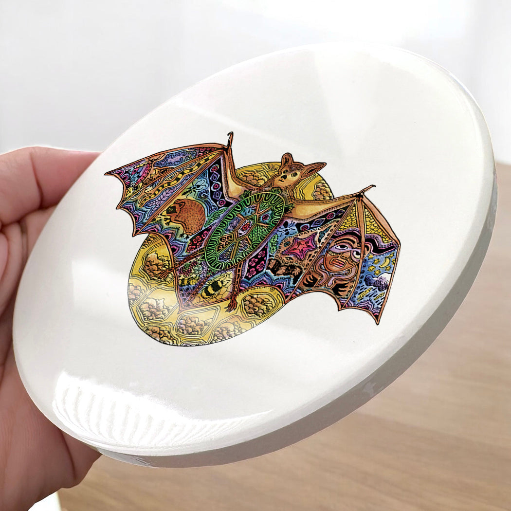 Bat Glazed Ceramic Coaster