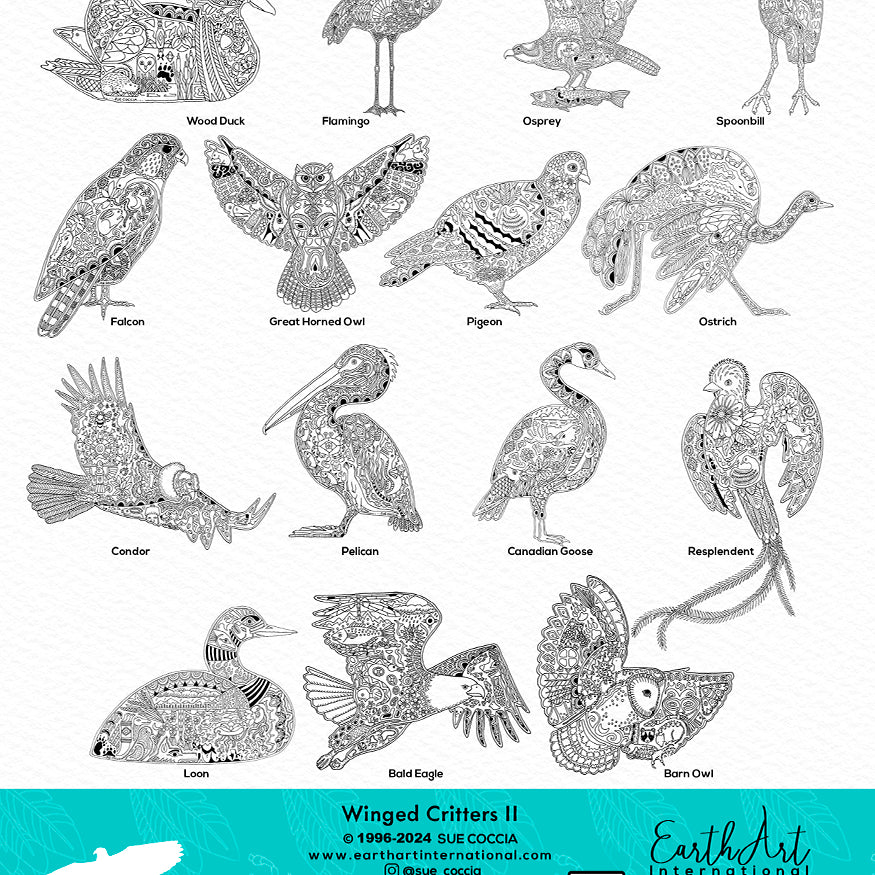 Winged Critters 2 Coloring Book