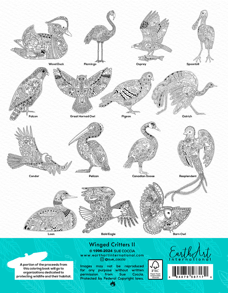 Winged Critters 2 Coloring Book