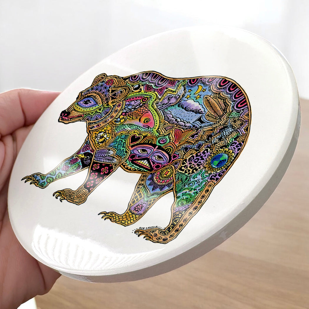 Bear Glazed Ceramic Coaster