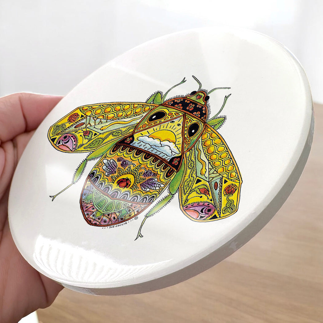 Bee Glazed Ceramic Coaster