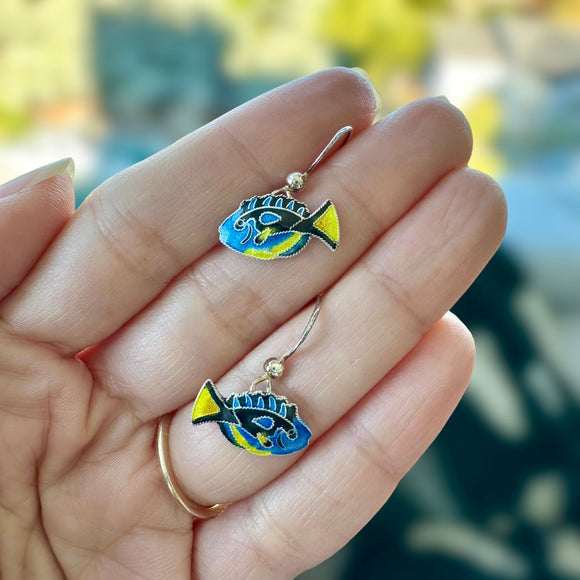 Yellow Belly Blue Tang Earrings