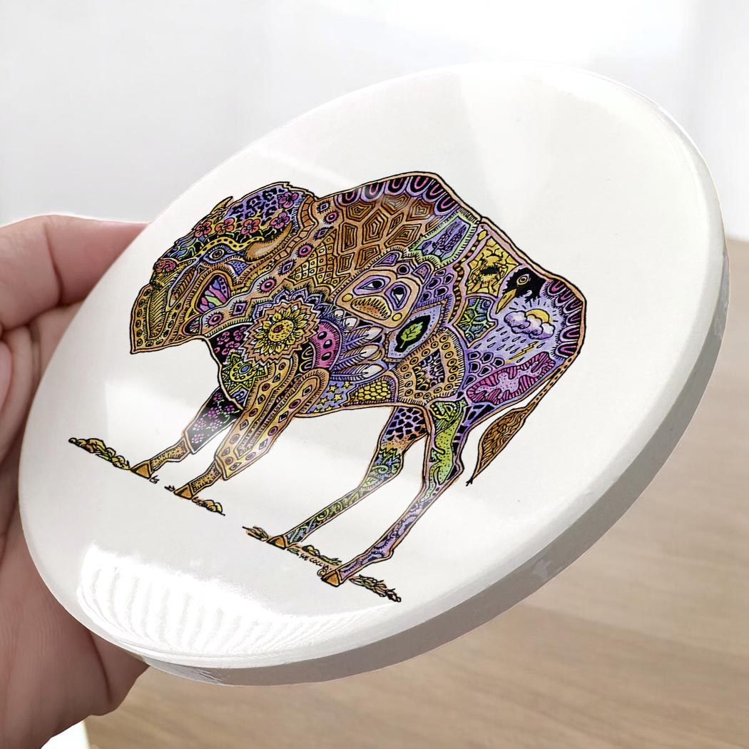 Bison Glazed Ceramic Coaster