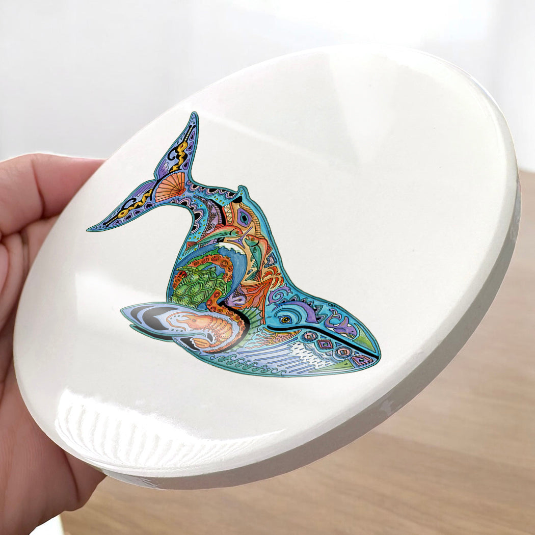 Blue whale Glazed Ceramic Coaster