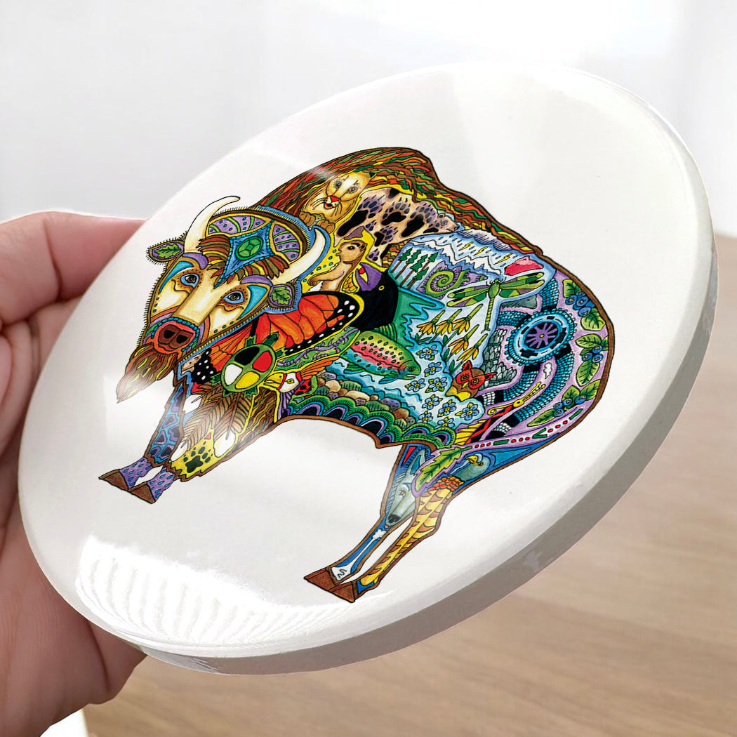 Buffalo Glazed Ceramic Coaster
