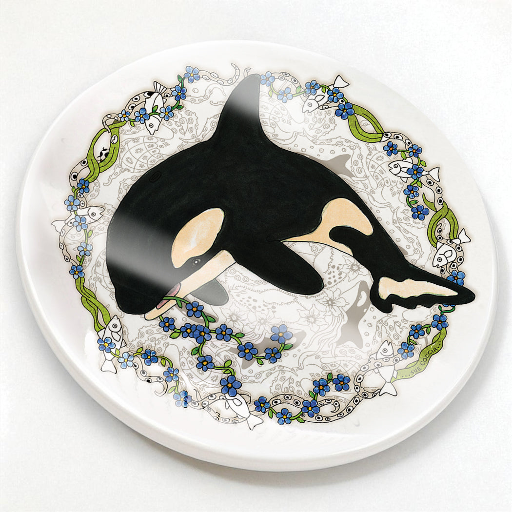 Baby Orca Glazed Ceramic Coaster