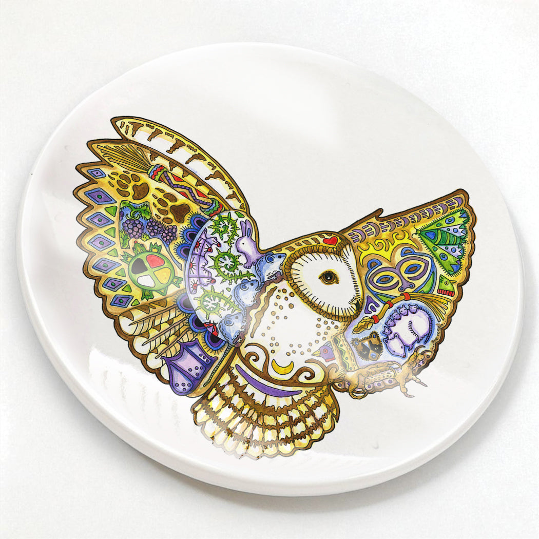 Barn Owl Glazed Ceramic Coaster