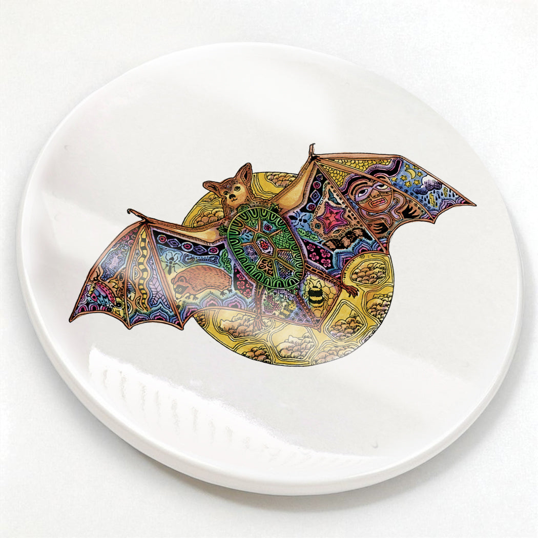Bat Glazed Ceramic Coaster