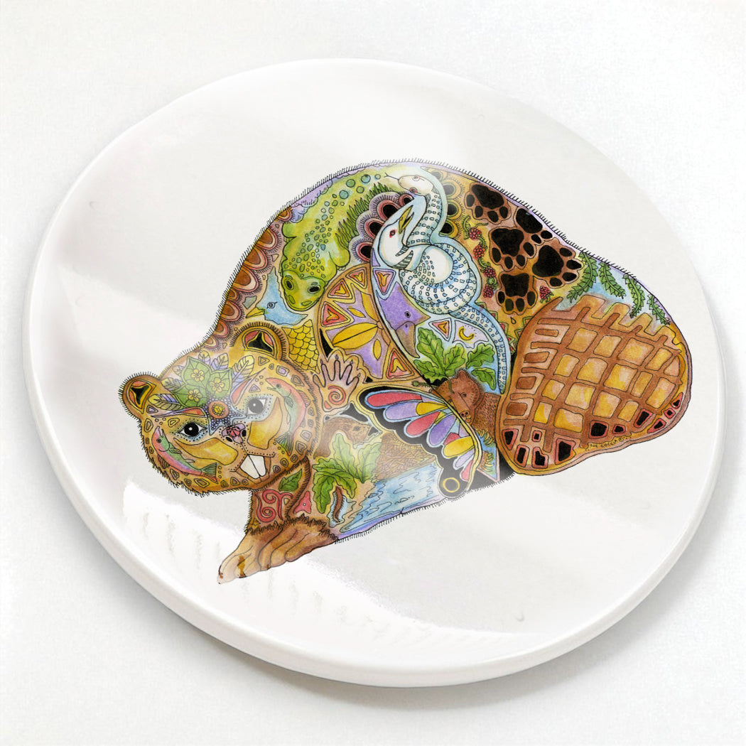 Beaver Glazed Ceramic Coaster