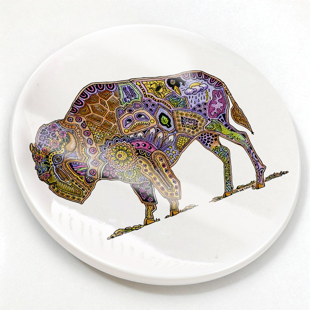 Bison Glazed Ceramic Coaster