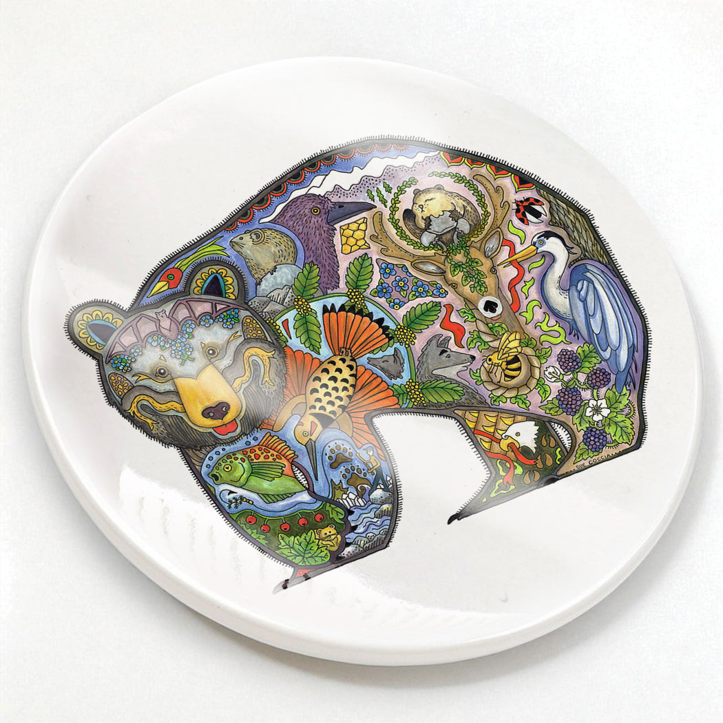 Black Bear 2 Glazed Ceramic Coaster