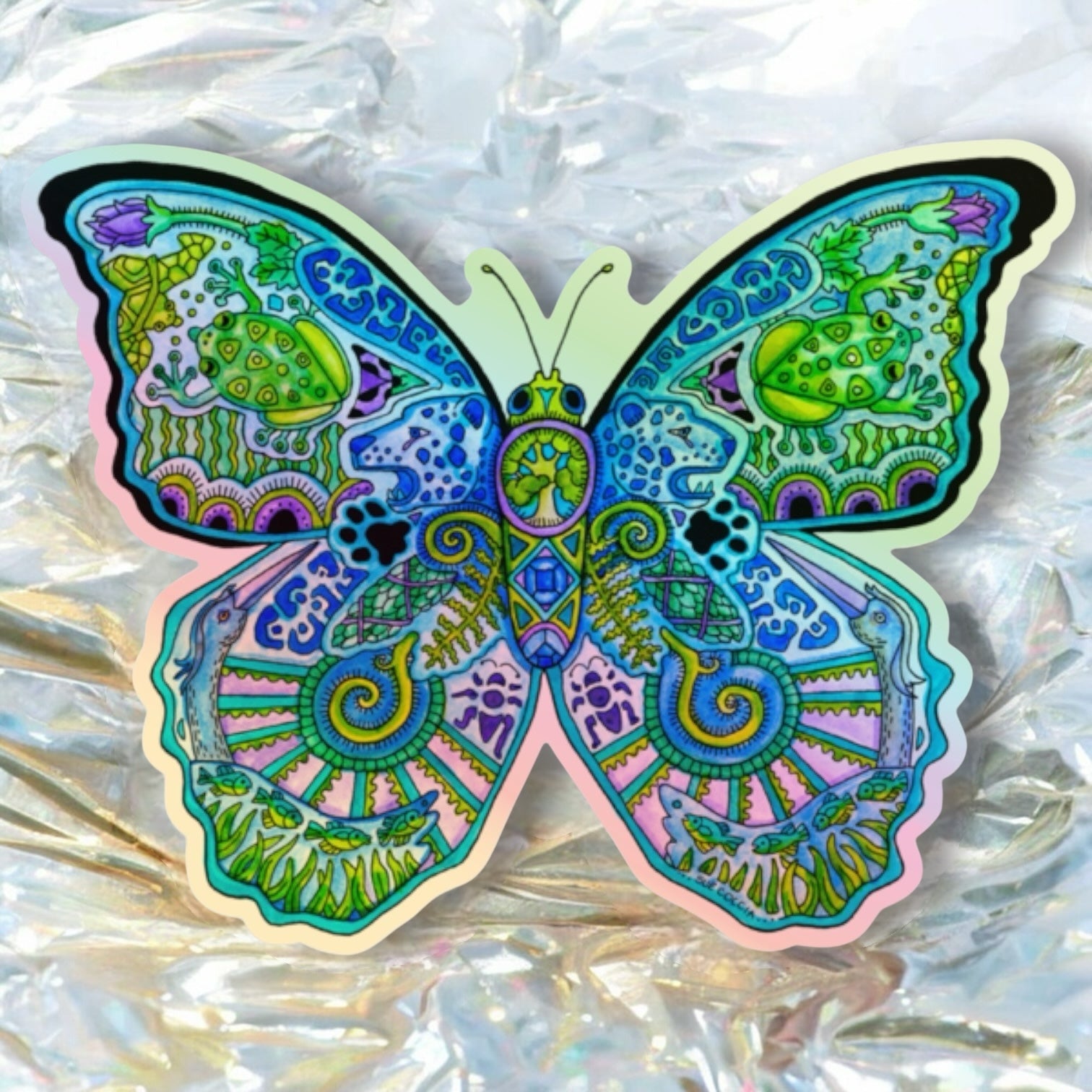 Blue Morpho Butterfly Holographic Sticker