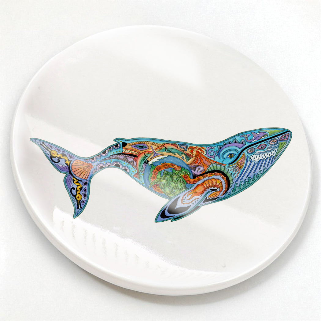 Blue whale Glazed Ceramic Coaster