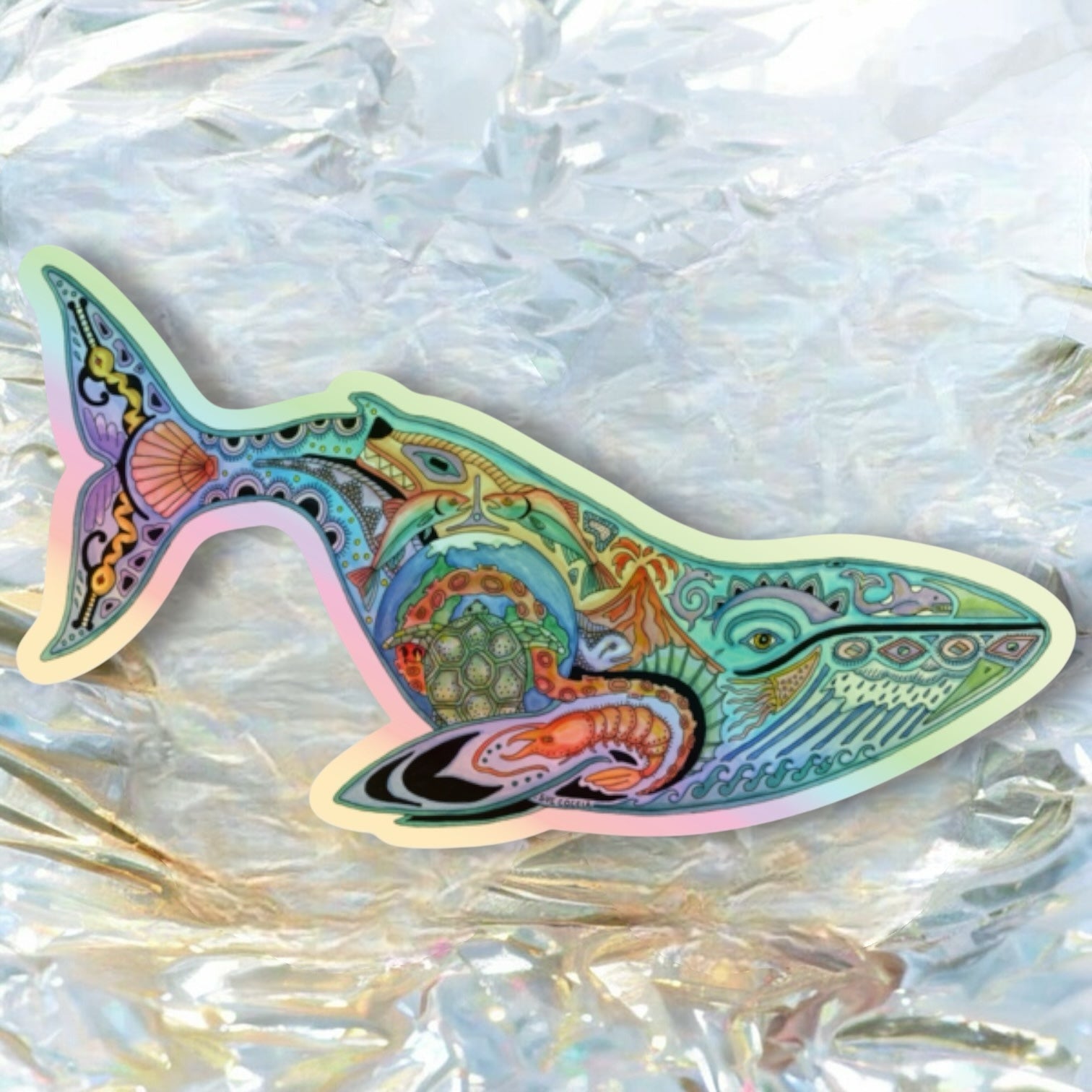 Blue Whale Holographic Sticker