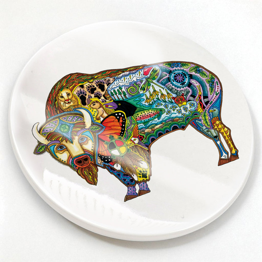 Buffalo Glazed Ceramic Coaster