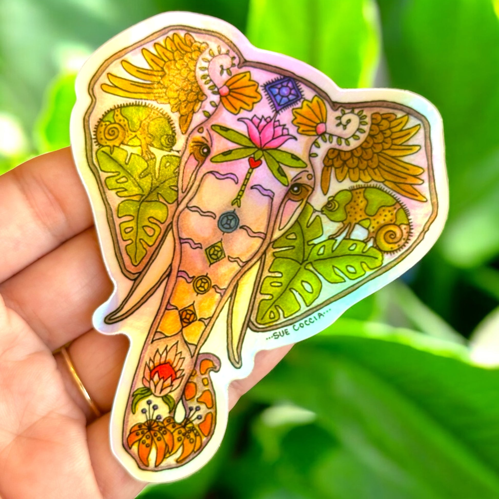 Elephant Mabula Head Holographic Sticker