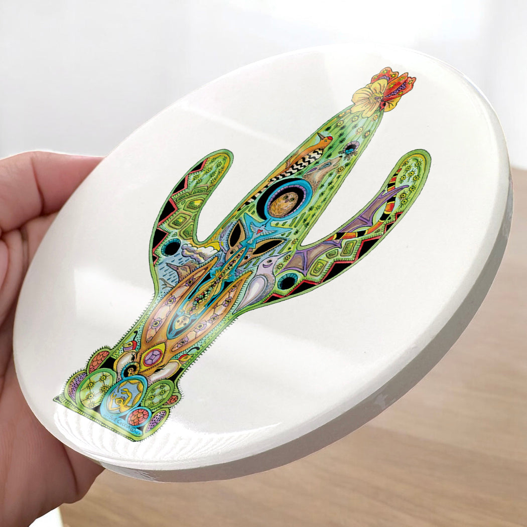 Cactus Glazed Ceramic Coaster