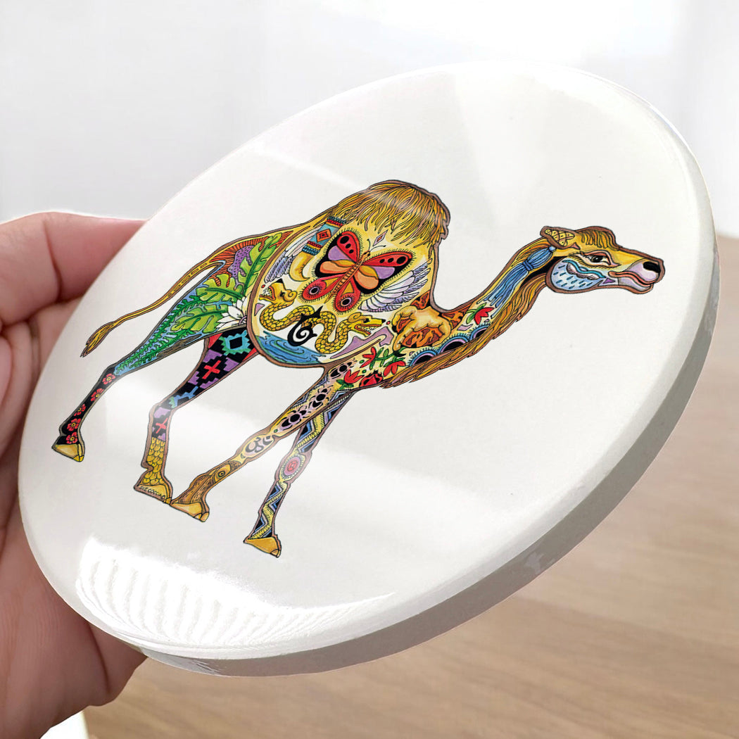Camel Glazed Ceramic Coaster