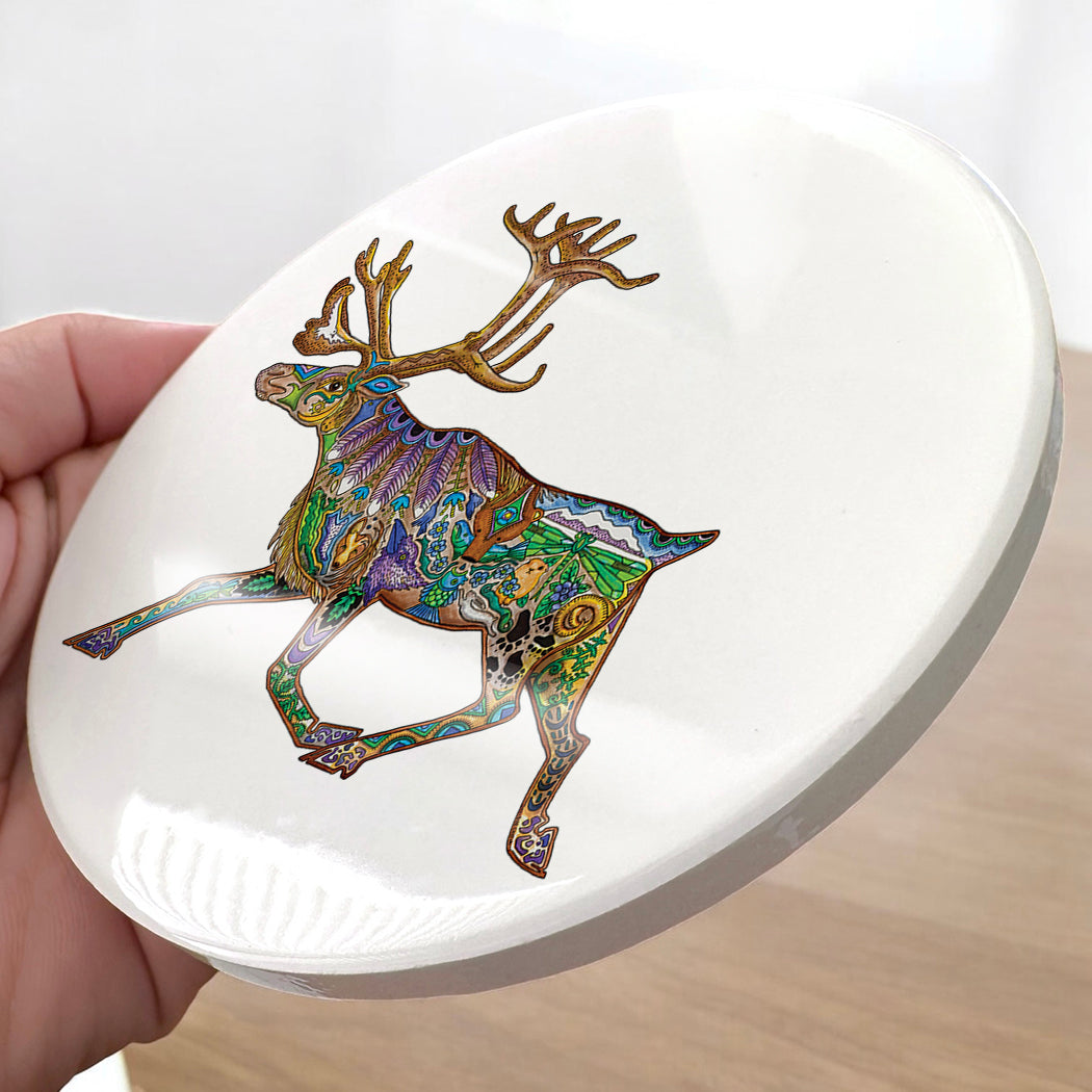Caribou Glazed Ceramic Coaster