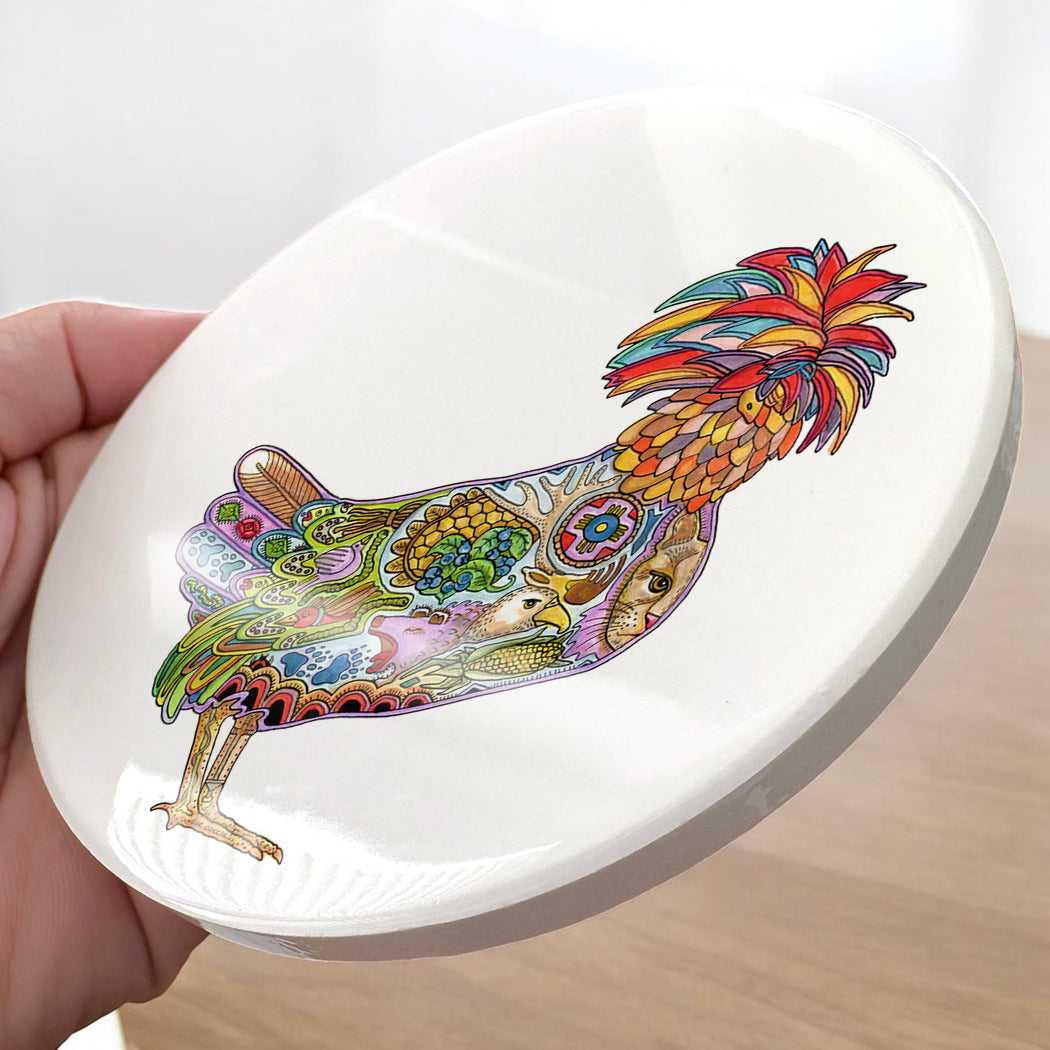 Chicken Glazed Ceramic Coaster