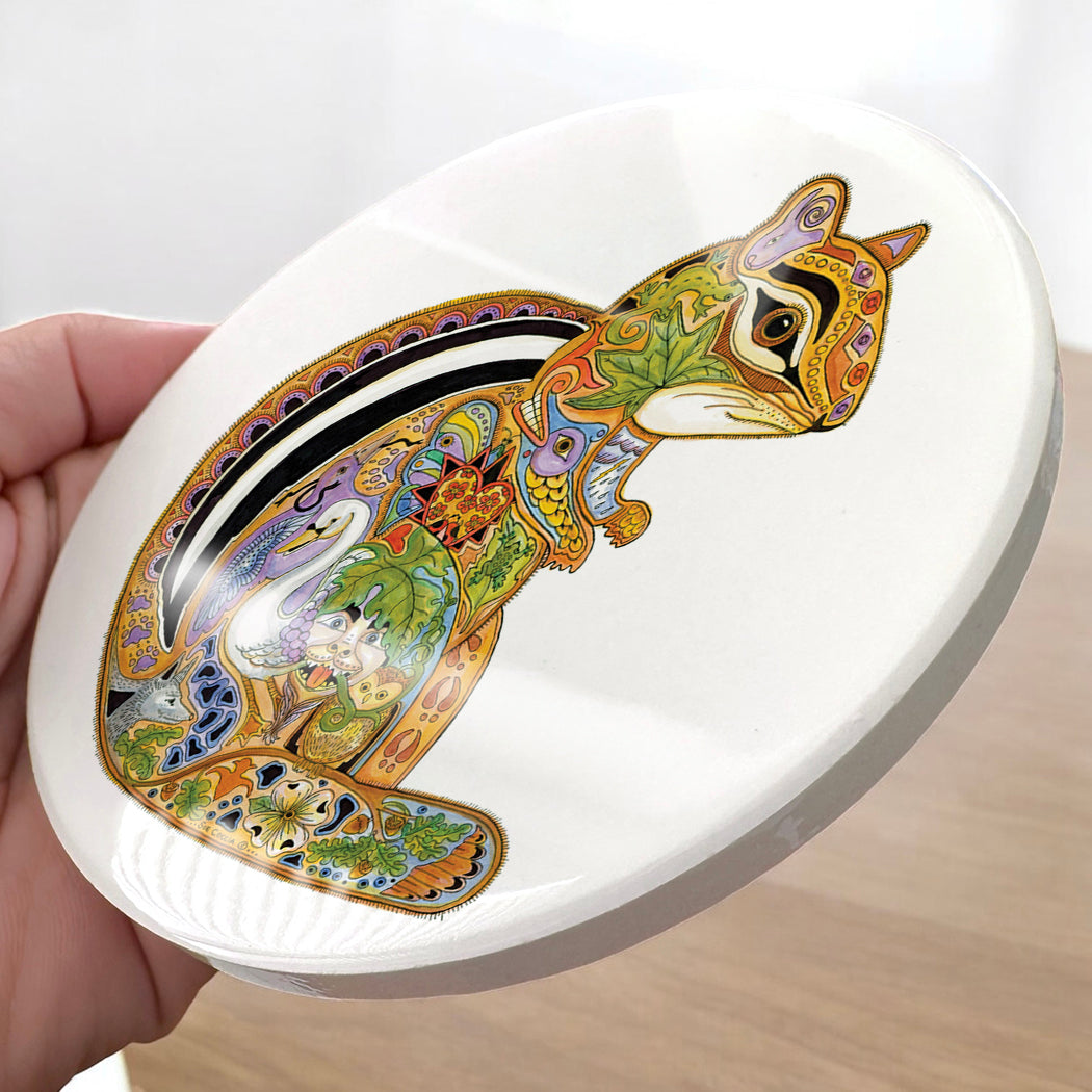 Chipmunk Glazed Ceramic Coaster
