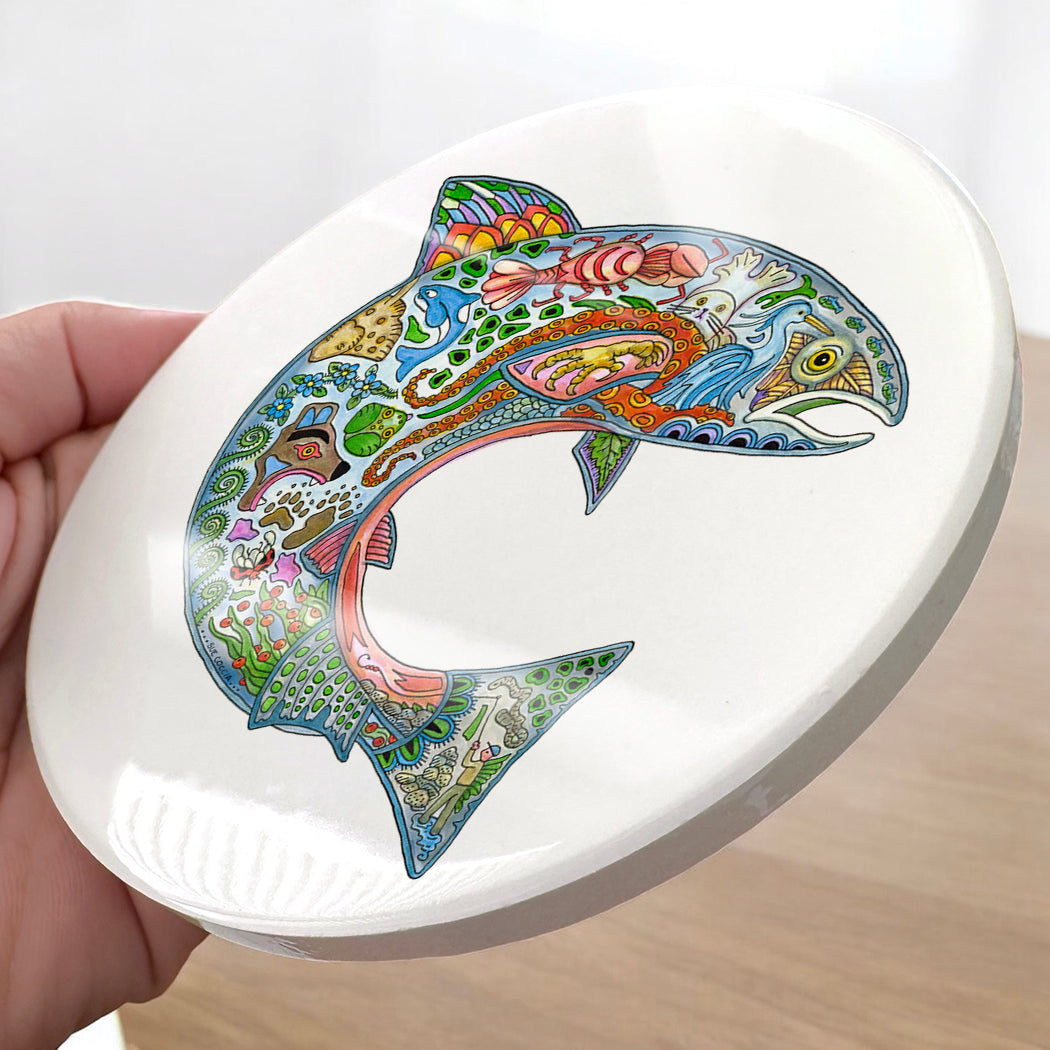Coho salmon Glazed Ceramic Coaster