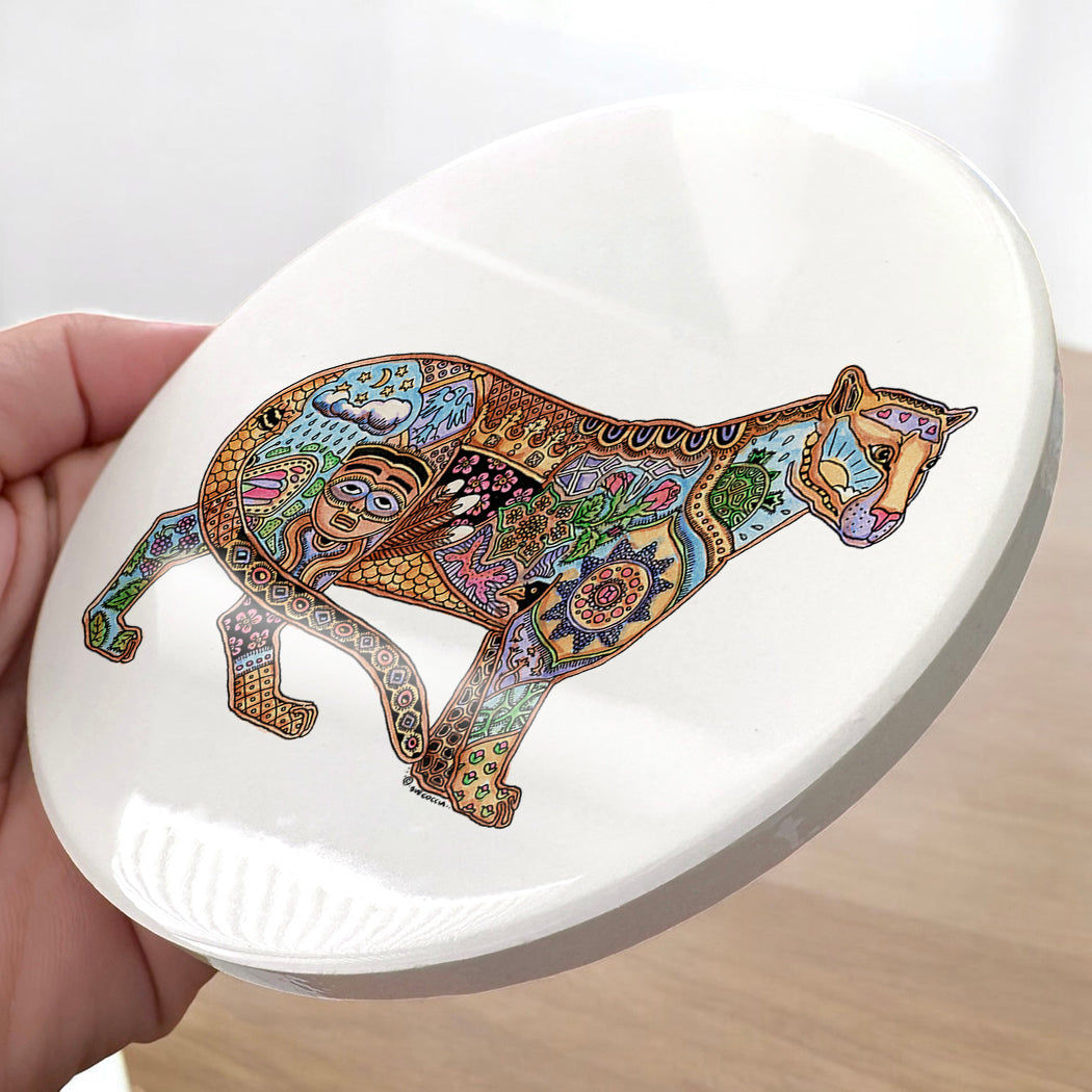 Cougar Glazed Ceramic Coaster