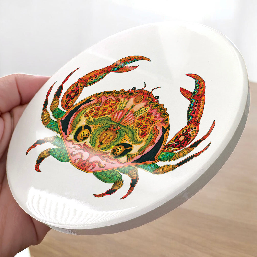Crab Glazed Ceramic Coaster