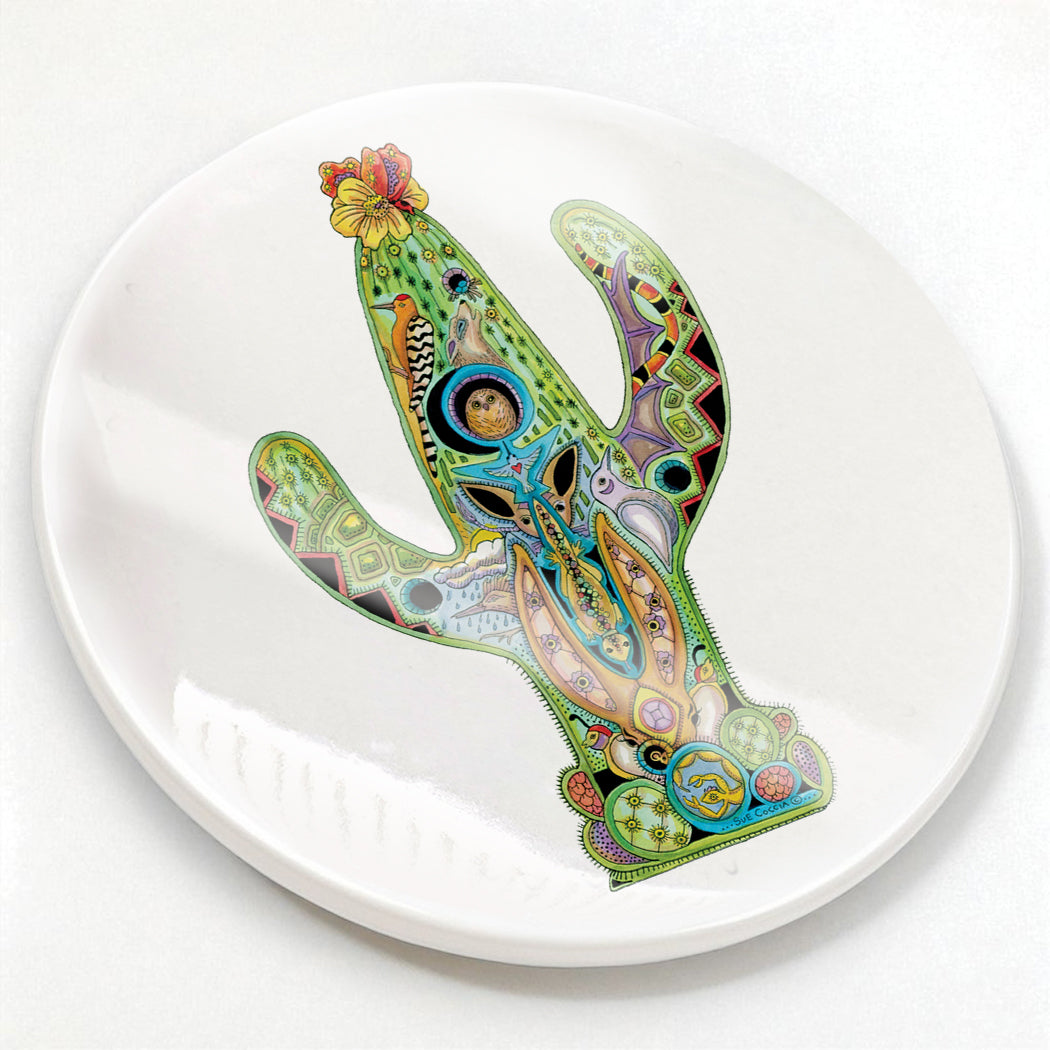 Cactus Glazed Ceramic Coaster