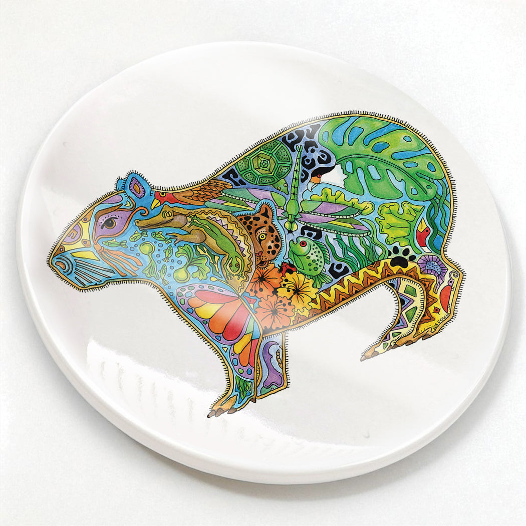 Capybara Glazed Ceramic Coaster