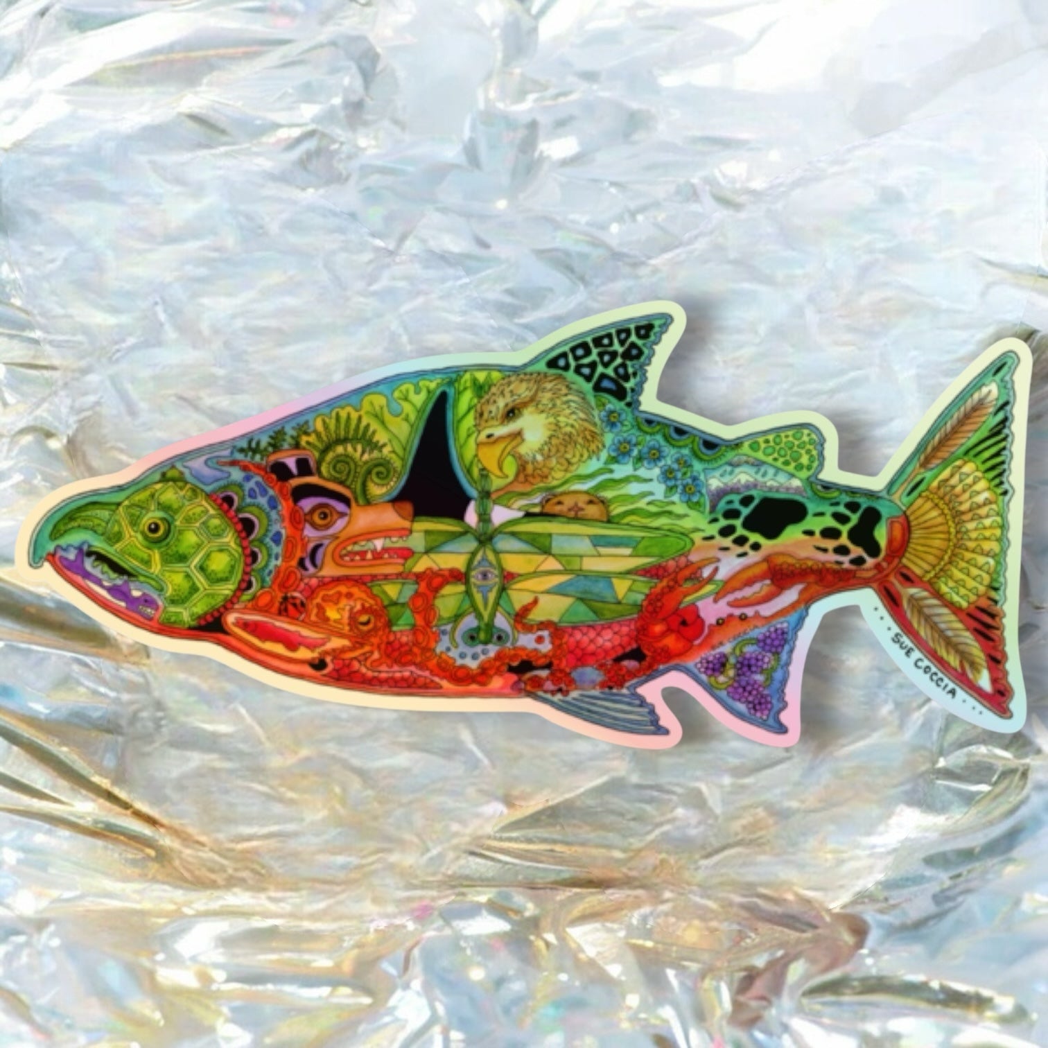 Chinook Salmon Holographic Sticker