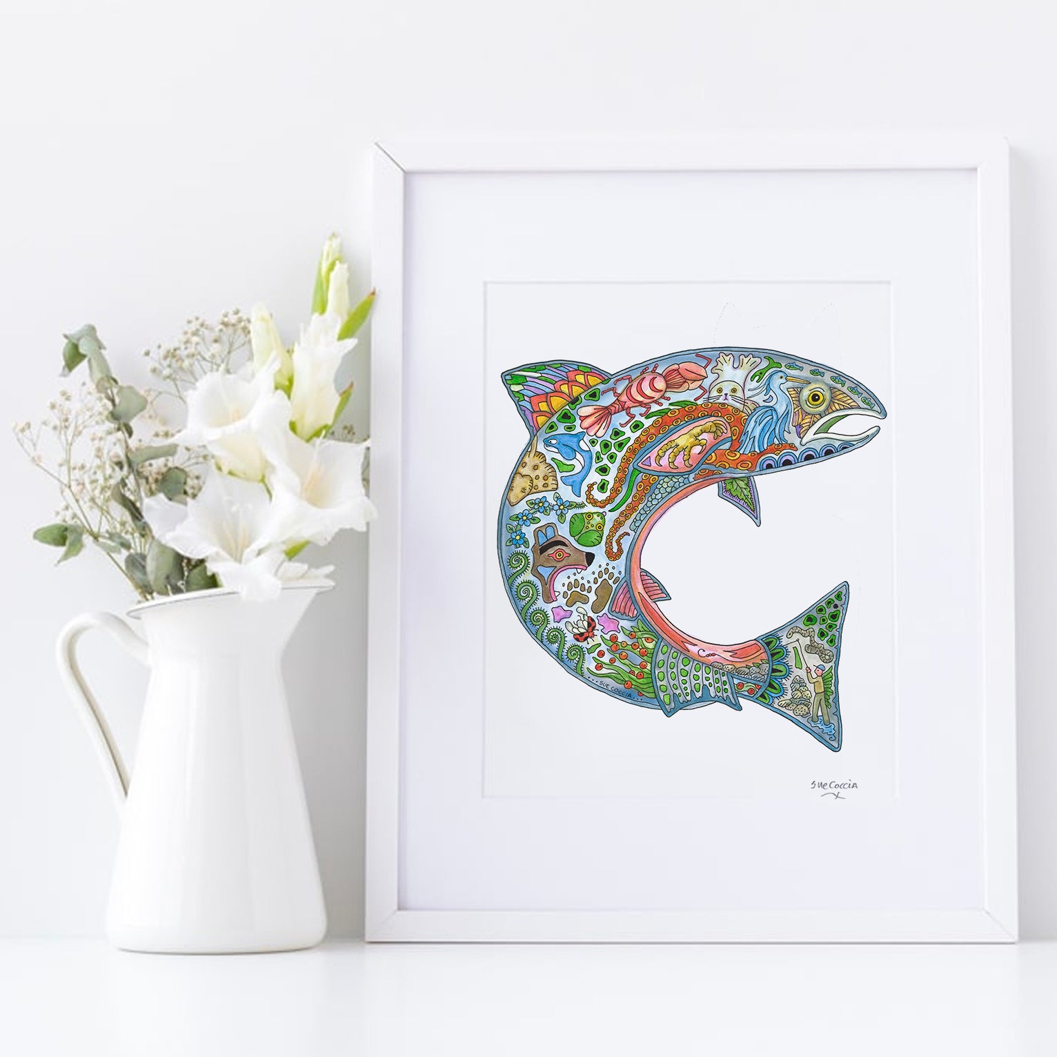 Coho salmon Signed Print