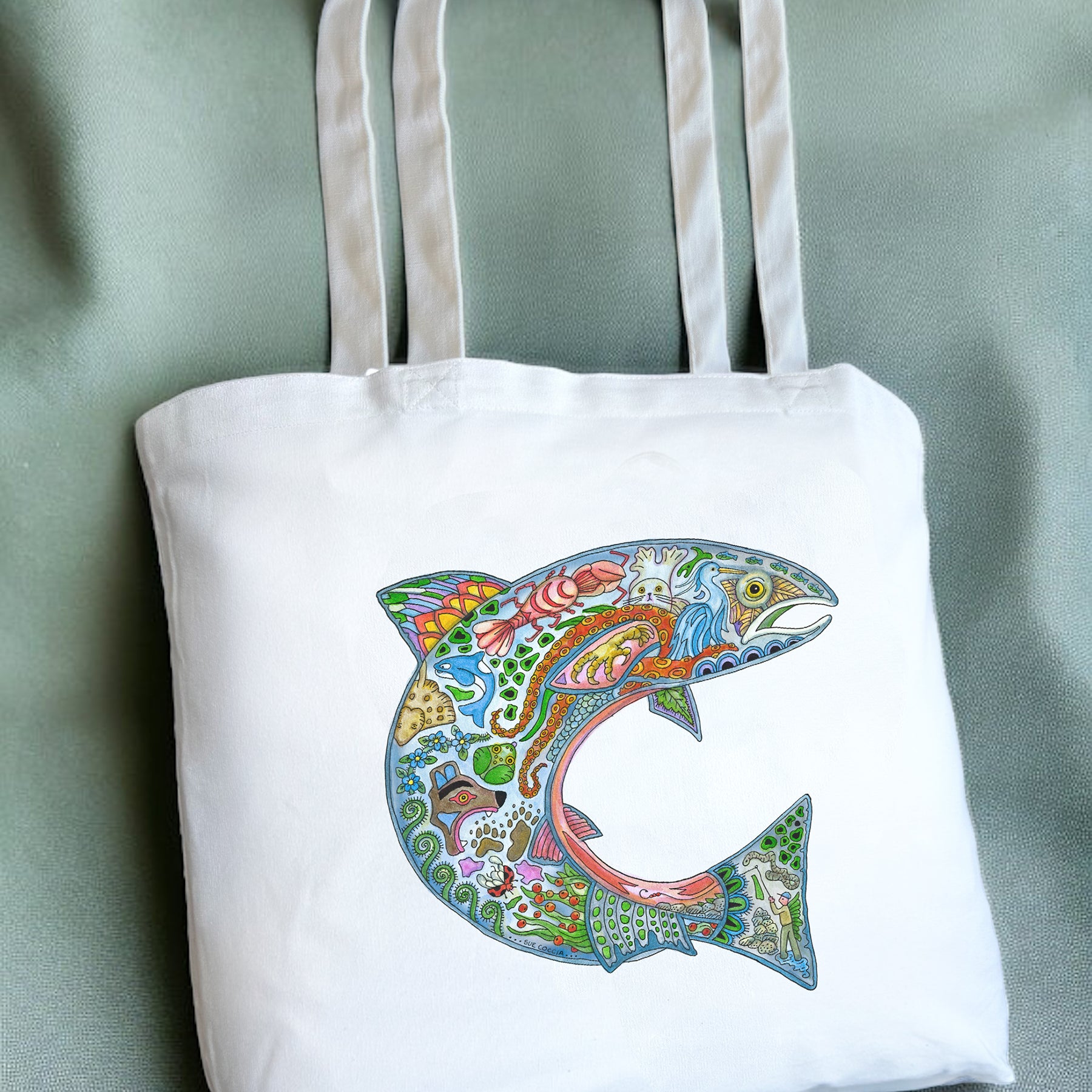 Coho salmon Tote Bag - Large