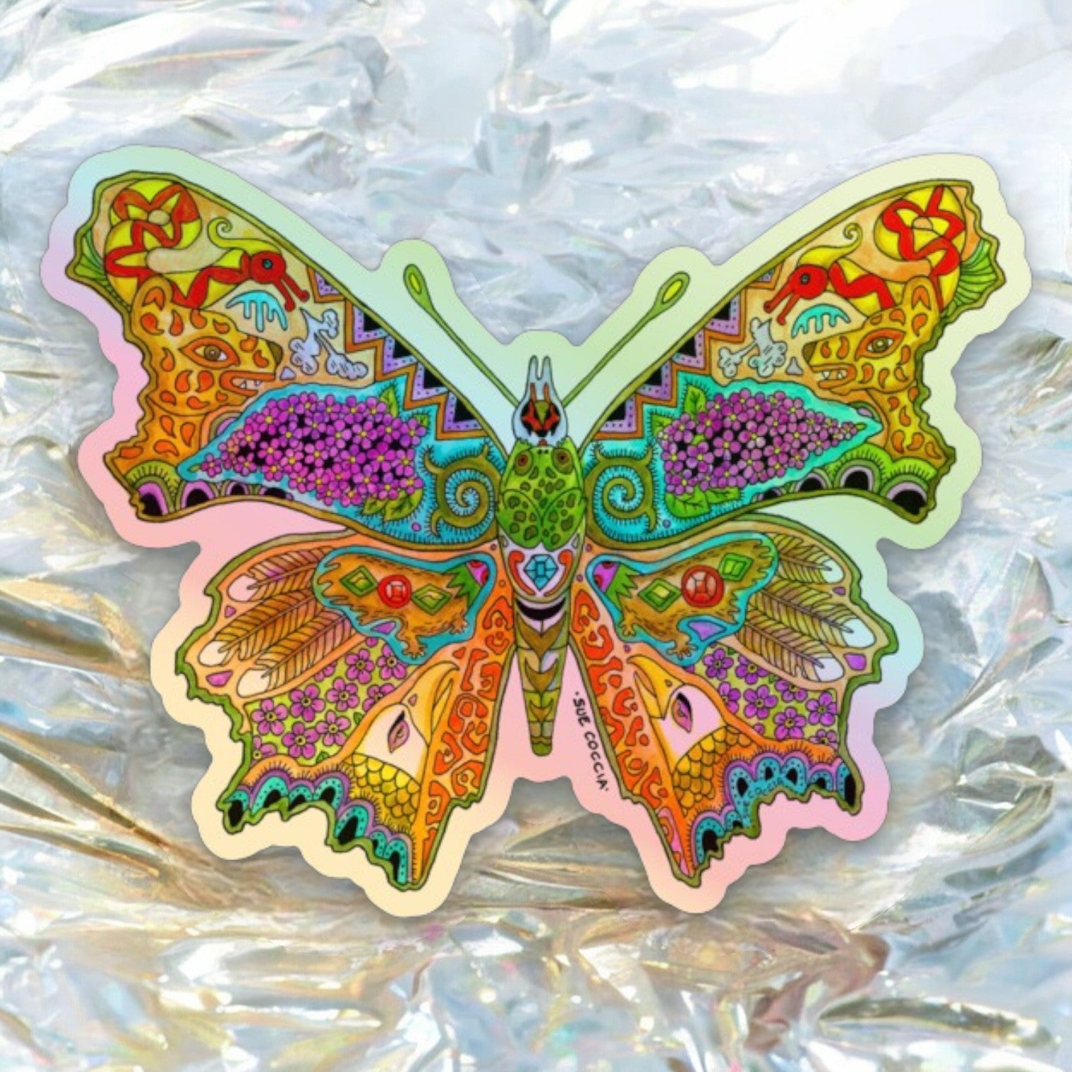 Comma Butterfly Holographic Sticker