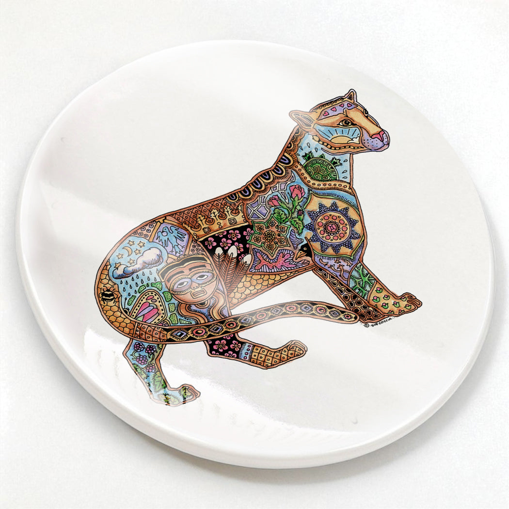 Cougar Glazed Ceramic Coaster