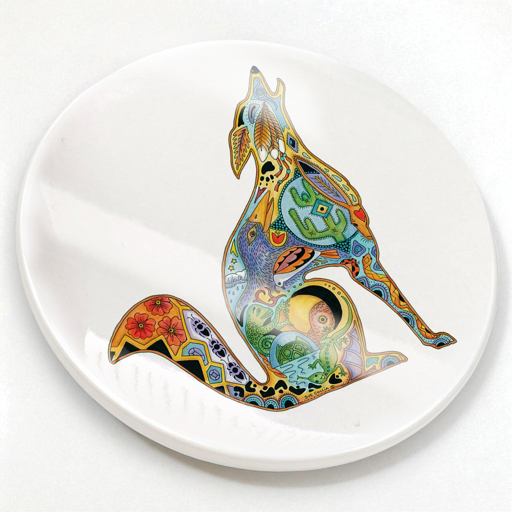 Coyote Glazed Ceramic Coaster